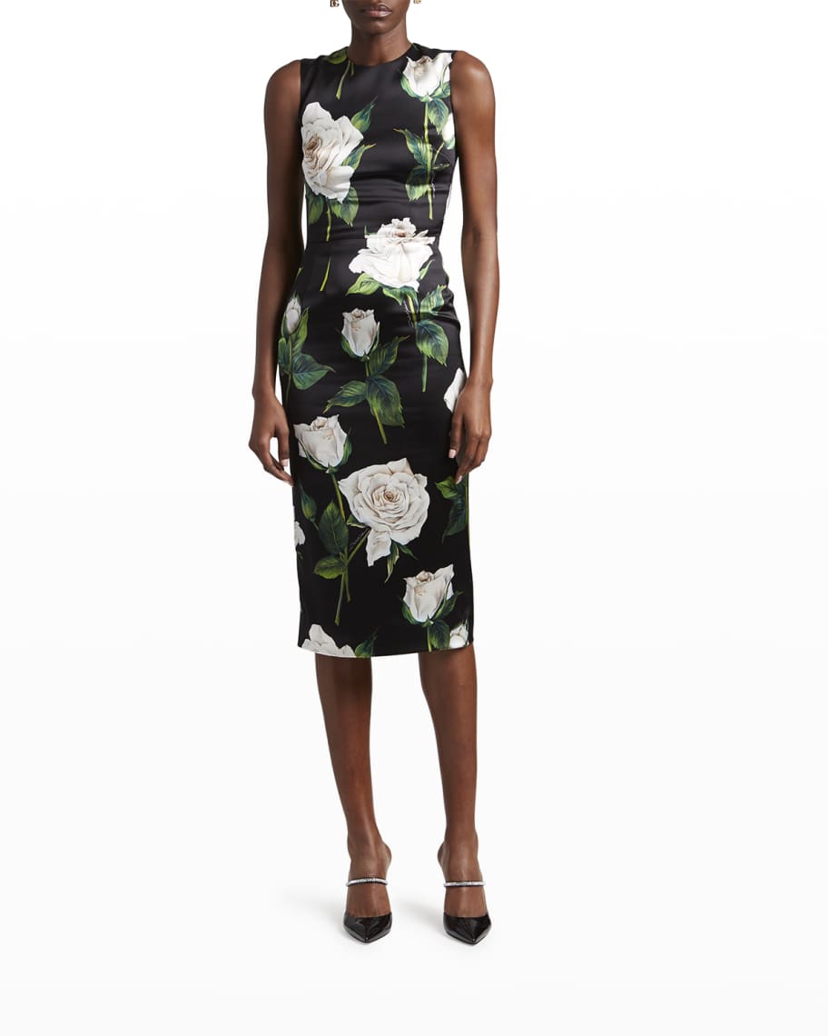 Dolce&Gabbana Floral-Print Sheath Silk Dress | Neiman Marcus