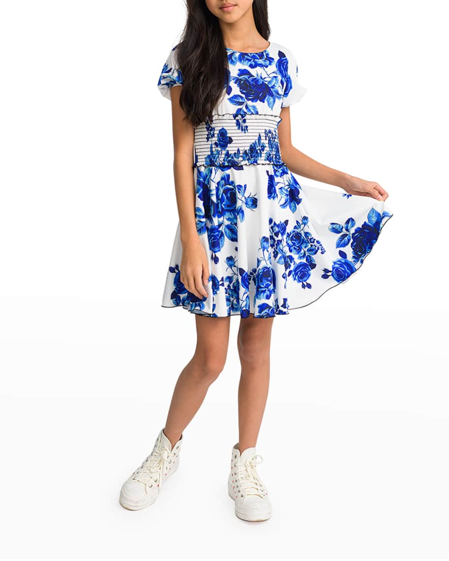 Zoe Girl's Dorita FloralPrint Smocked Dress, Size 716 Neiman Marcus