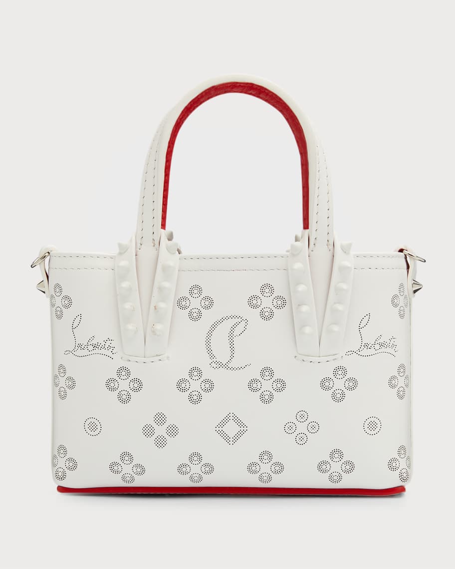 Cabarock large - Tote bag - Perforated calf leather Loubinthesky and spikes  - Leche - Christian Louboutin