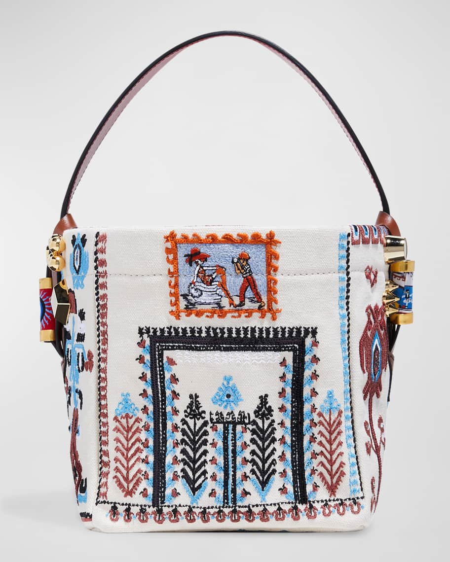 Christian Louboutin Multicolor Embroidered Canvas Greekaba Tote Bag