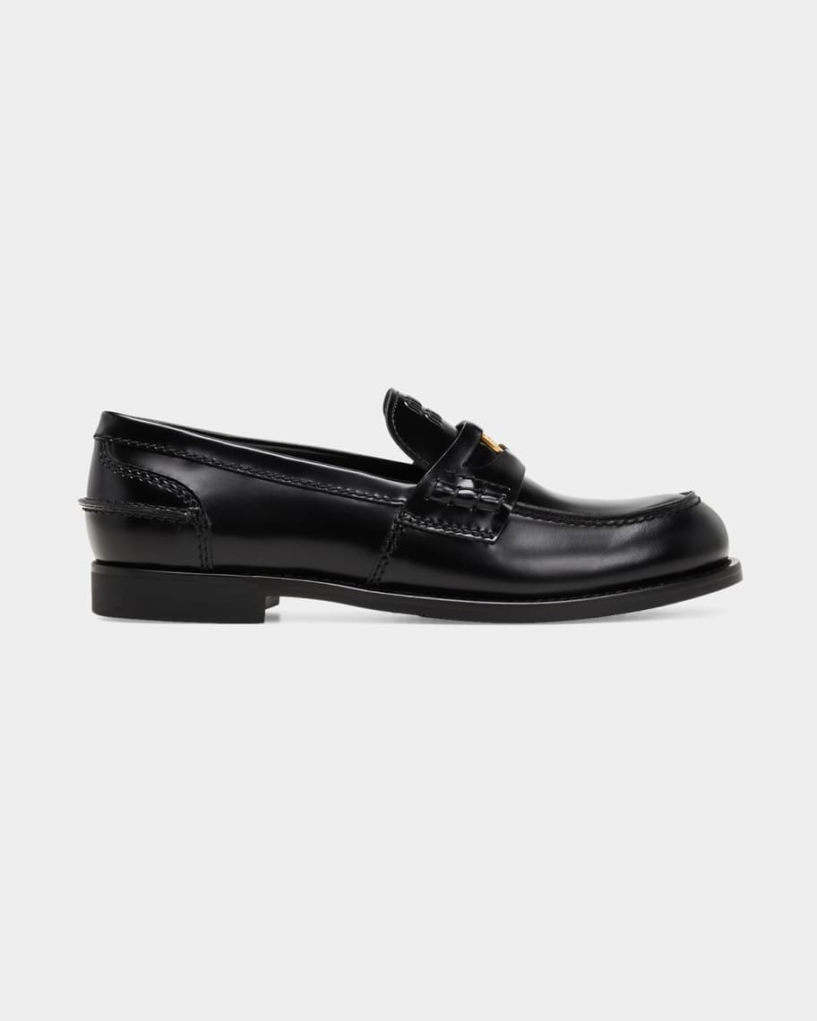 Miu Miu Leather Penny Loafers | Neiman Marcus