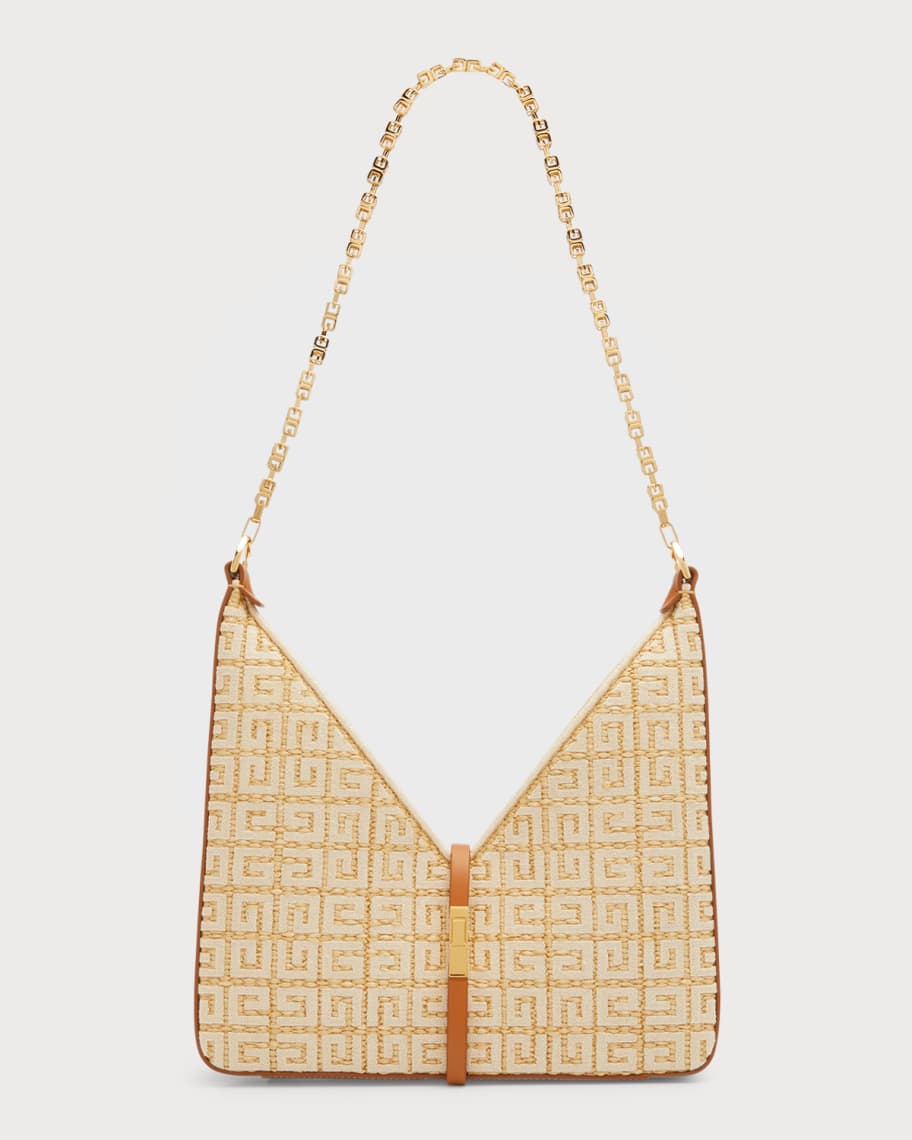 Givenchy Small Cutout Shoulder Bag in Raffia with Chain | Neiman Marcus