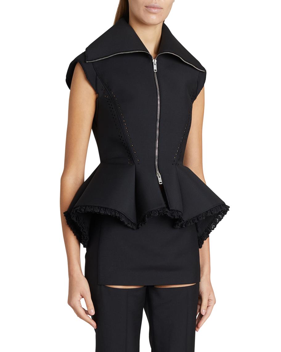 Givenchy Lace Ruffle Sleeveless Peplum Jacket | Neiman Marcus