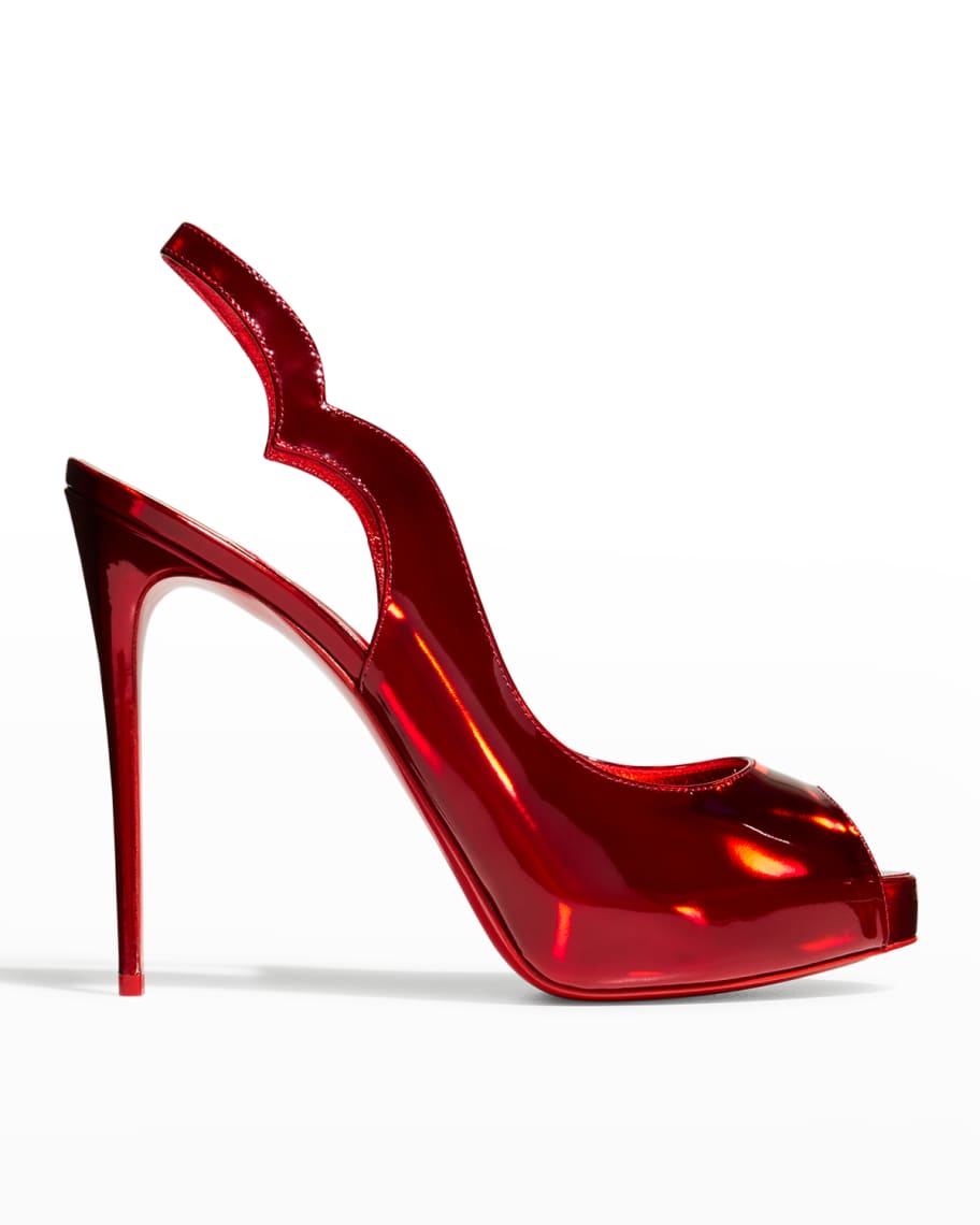 Hot Chick Patent Red Sole Slingback Pumps
