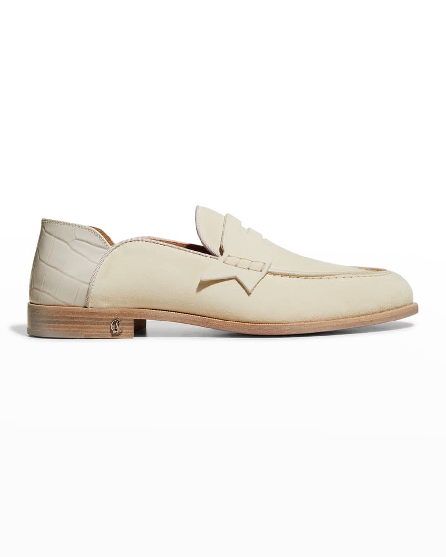 Christian Louboutin Flat Leather Backless Penny | Neiman Marcus