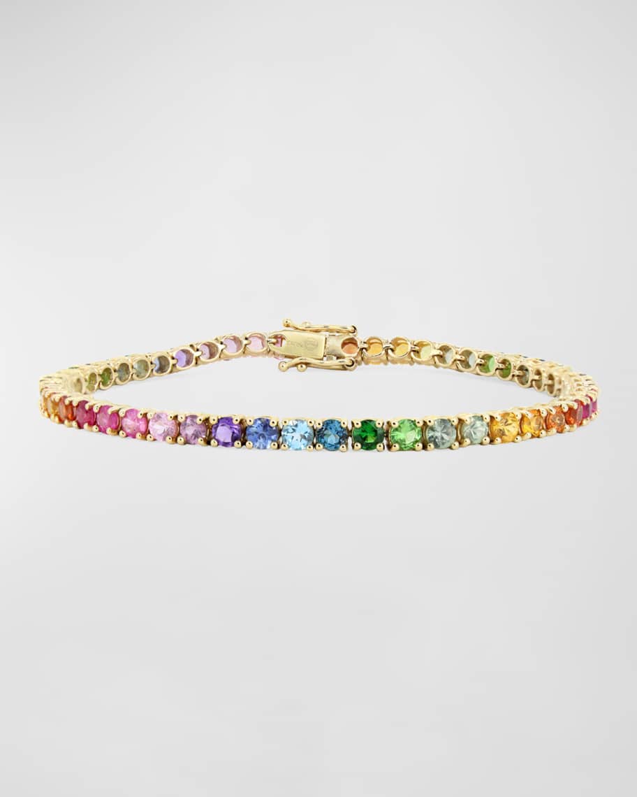 Stevie Wren 14k Gold Rainbow Ombre Kaleidoscope Tennis Bracelet