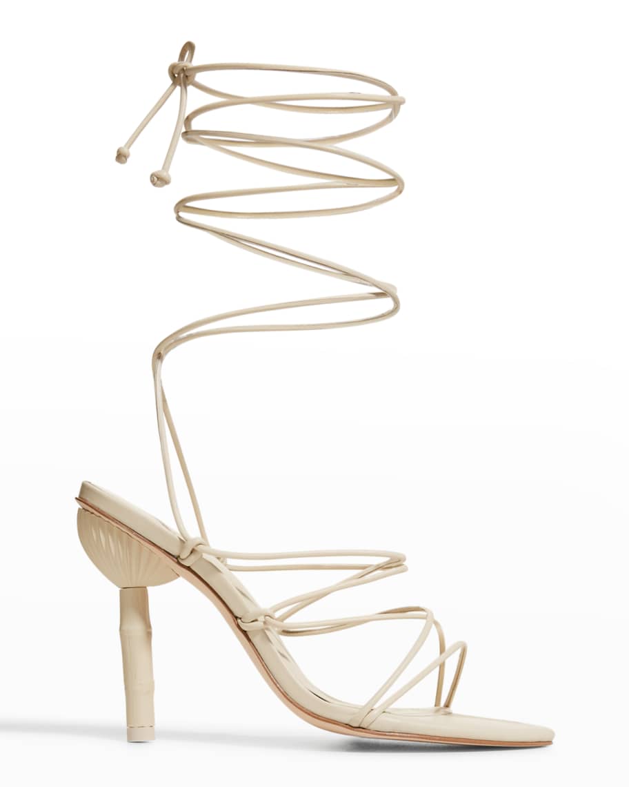 Cult Gaia Soleil Strappy Leather Ankle Wrap Sandals Neiman
