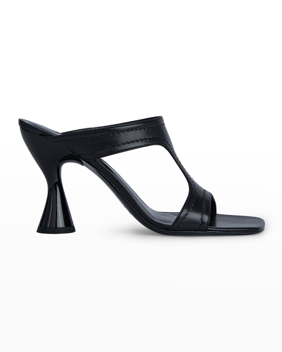 BY FAR Nadia Leather T-Strap Mule Sandals | Neiman Marcus