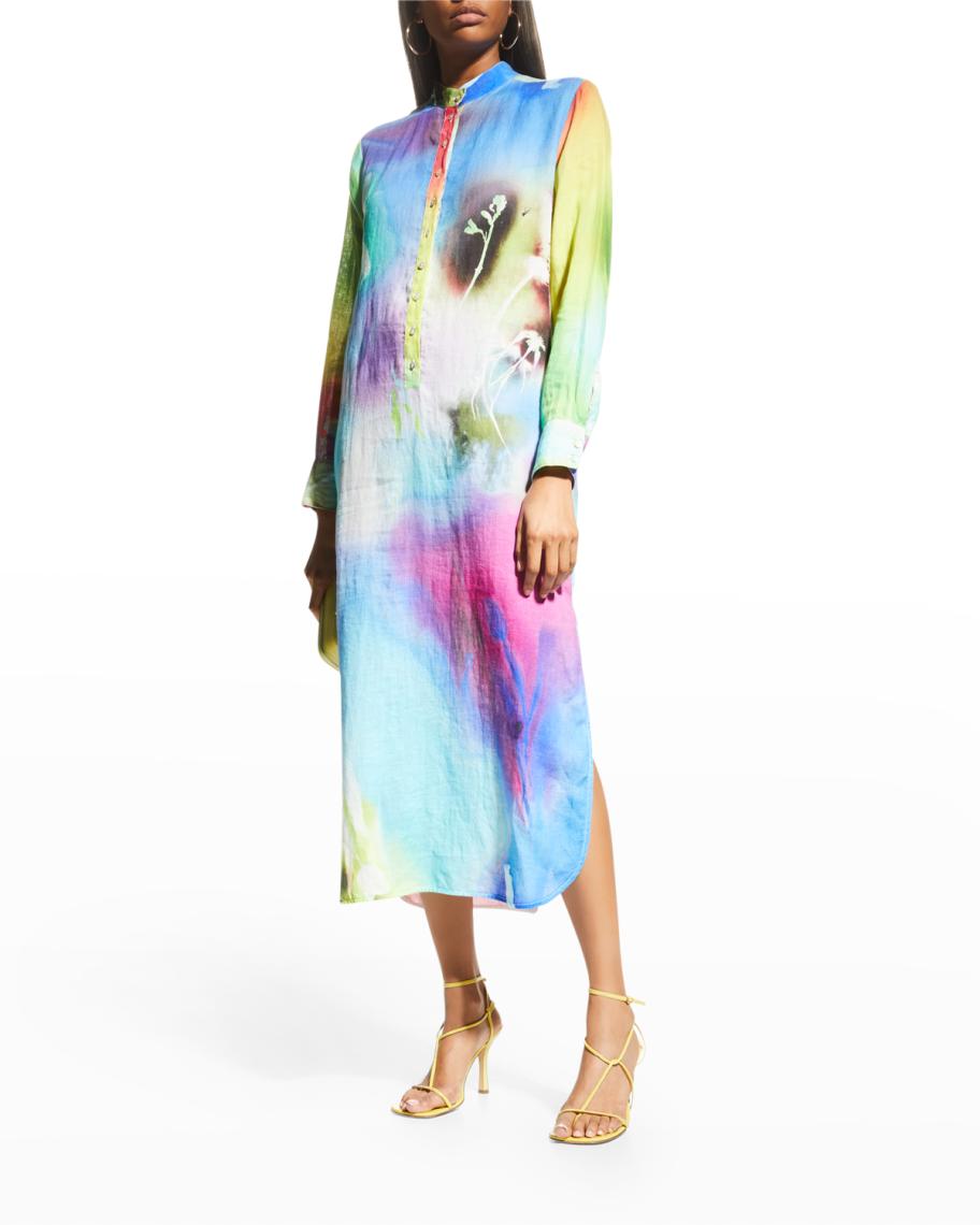 120% Lino Side-Slit Tunic Shirtdress | Neiman Marcus