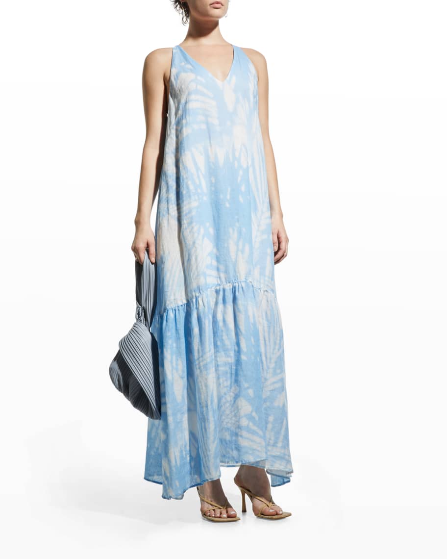 120% Lino V-Neck Long Halter Dress | Neiman Marcus