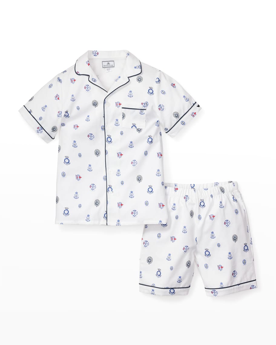 Petite Plume Kid's Palmier Classic 2-Piece Pajama Short Set, Size 6M-14 ...