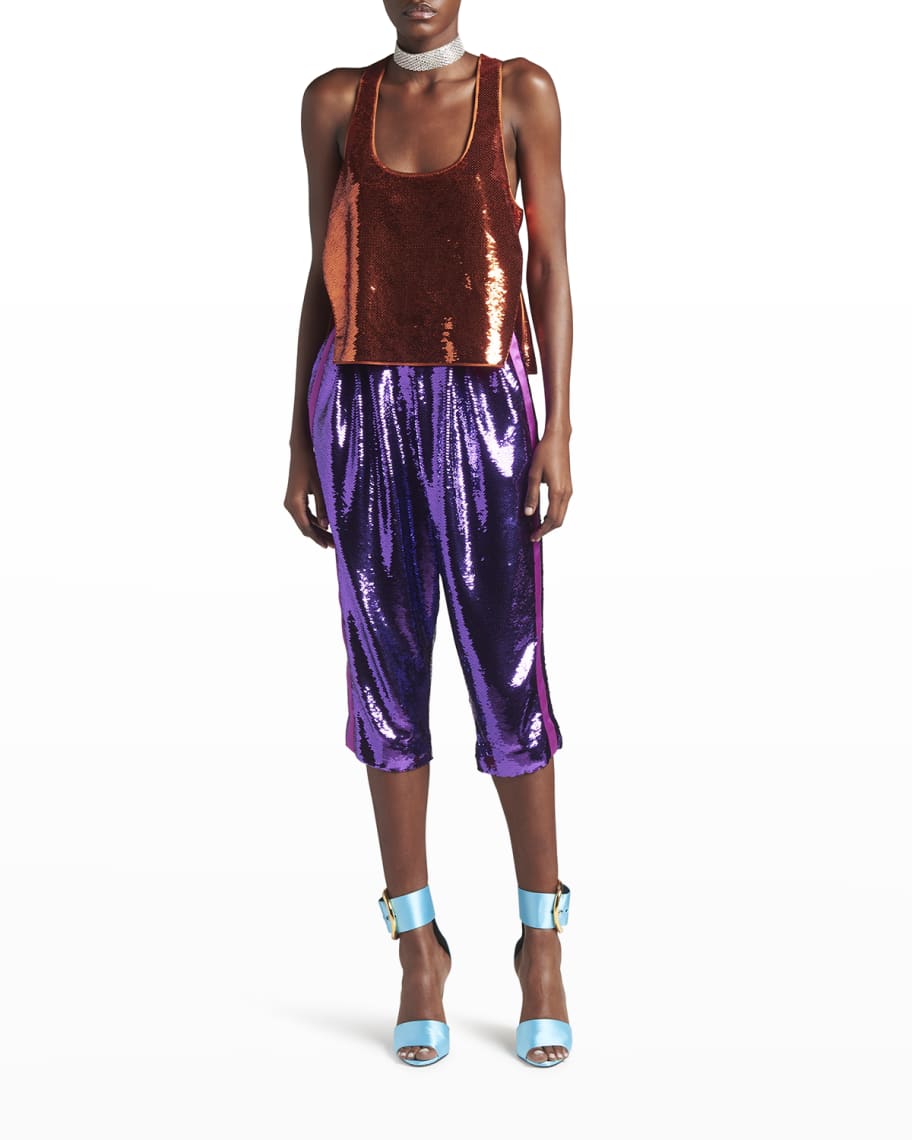 パンツ TOM FORD LIQUID SEQUINS HAREM PANTS Tom Ford NWT Runway Coral Liquid Sequins Orange Stripe Harem