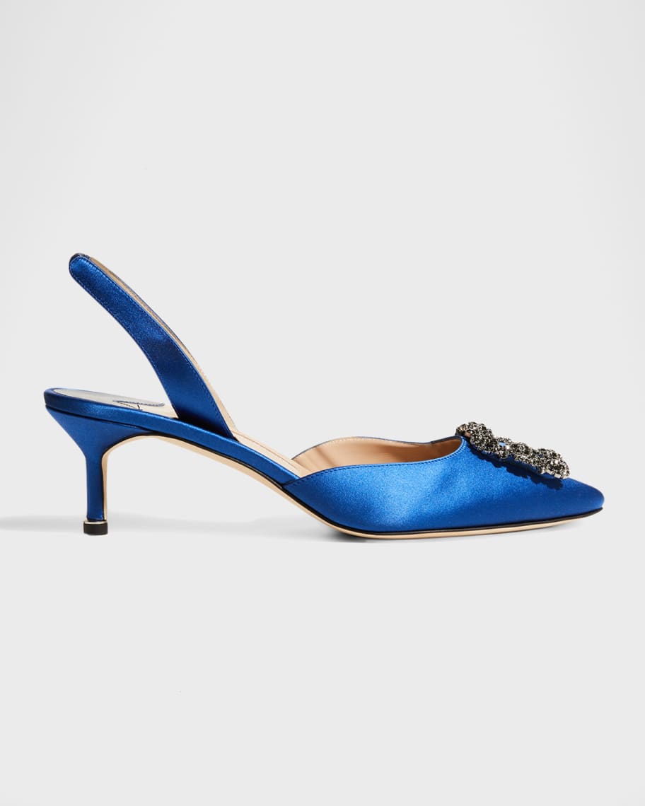 Manolo Blahnik Hangisi Crystal Buckle Slingback Pumps | Neiman Marcus