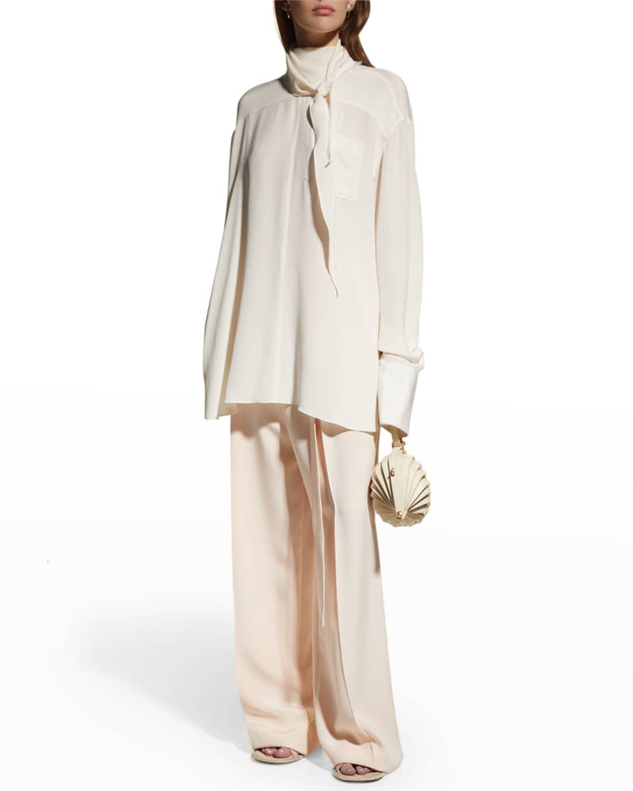 Peter Do Scarf-Neck Oversized Silk Shirt | Neiman Marcus