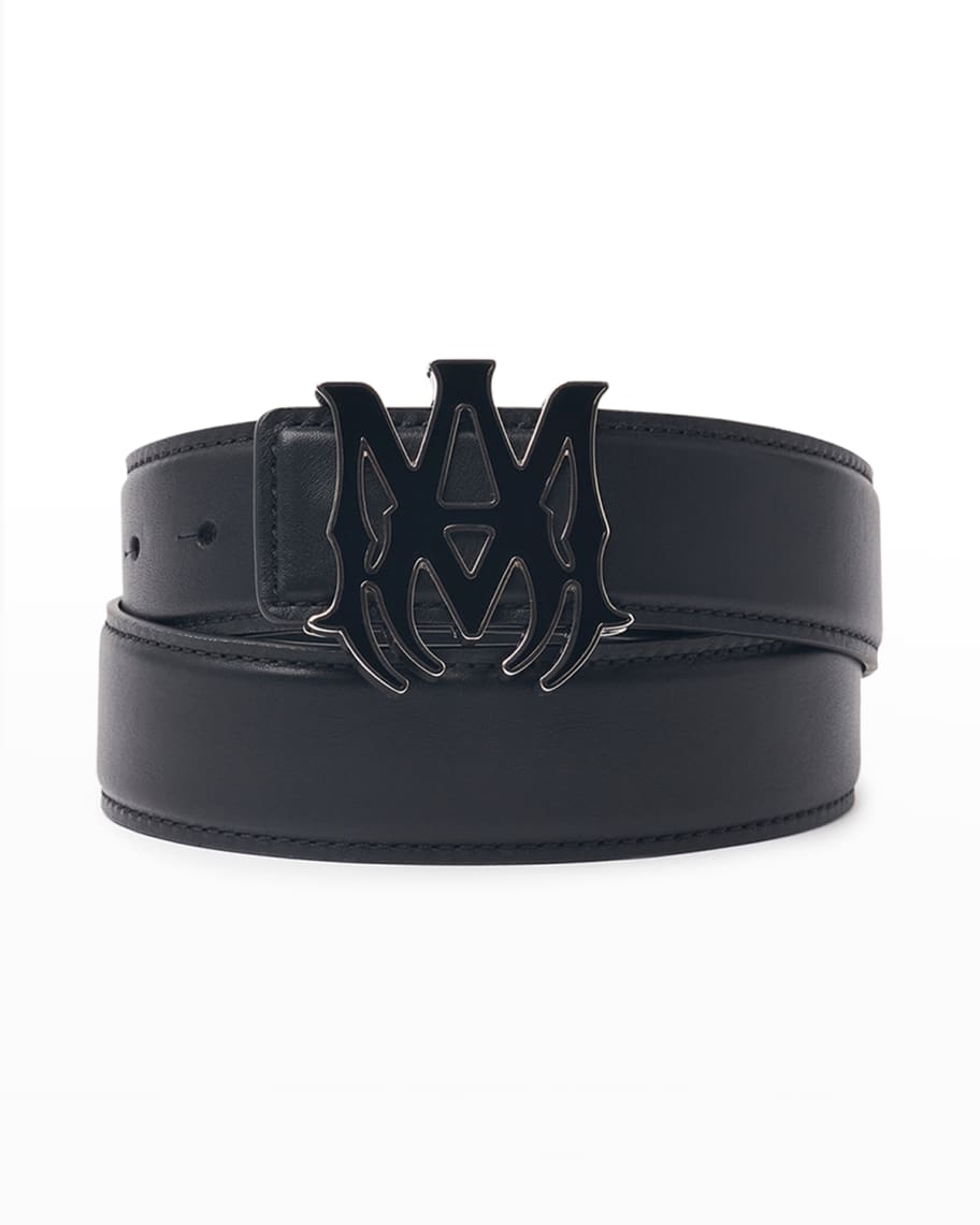 Amiri Men's Leather MA-Logo Buckle Belt, 4cm | Neiman Marcus
