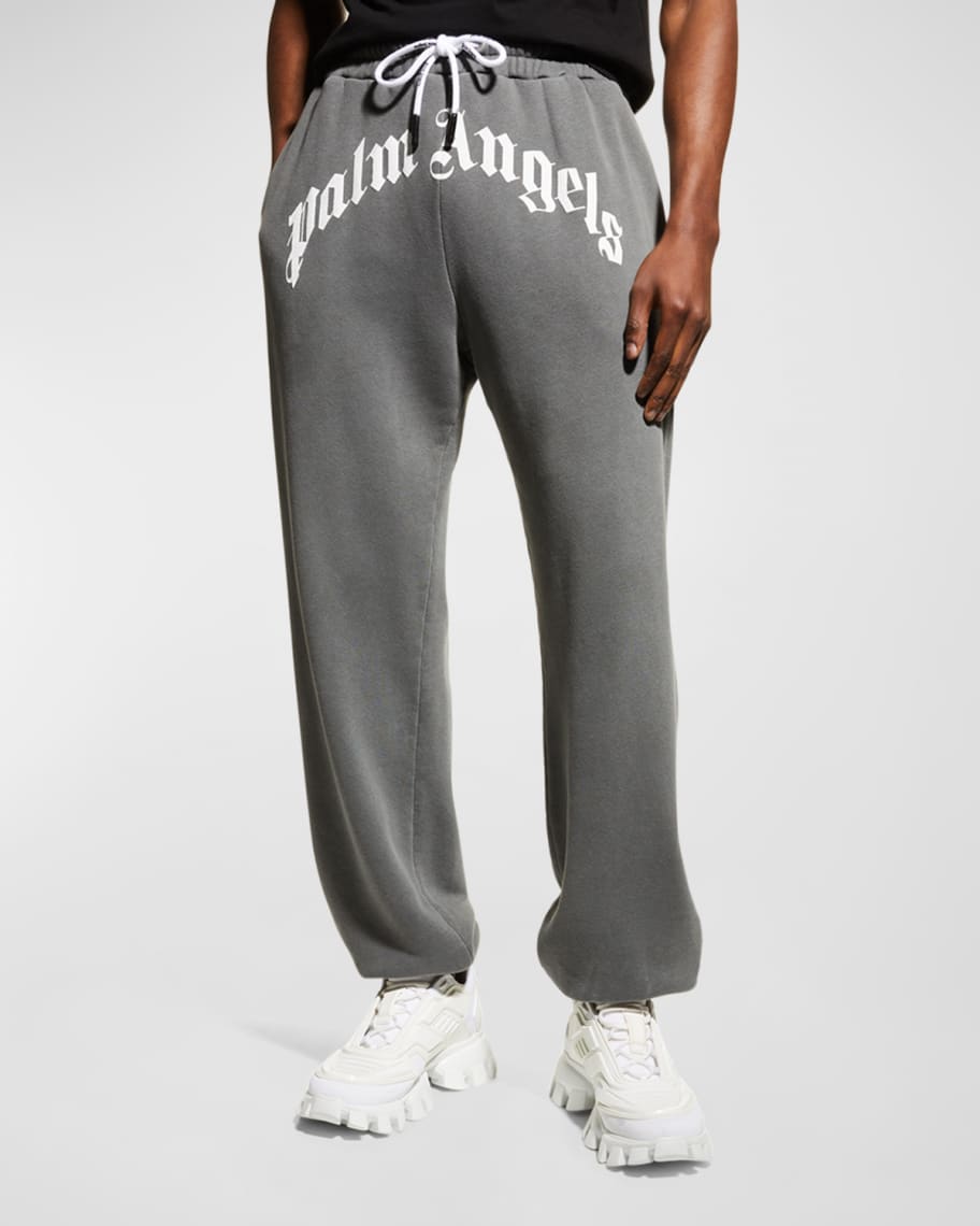 Palm Angels Men s Curved Logo Sweatpants Neiman Marcus