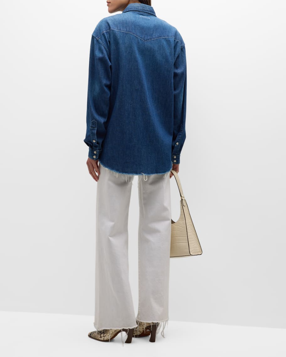 Image 3 of 6: The Western Distressed Denim Overshirt