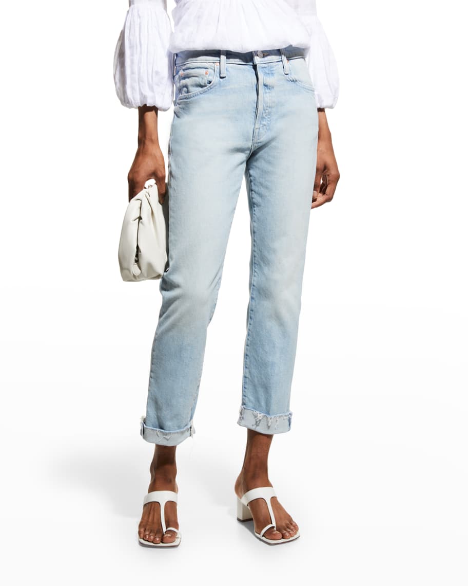 MOTHER The Scrapper Cuff Ankle Fray Jeans | Neiman Marcus