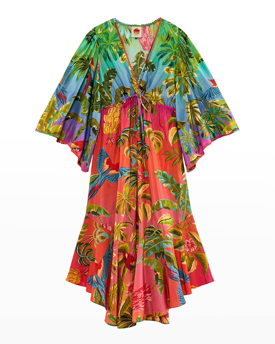 Farm Rio Ombre Forest Ruffle Tunic Maxi Dress Neiman Marcus