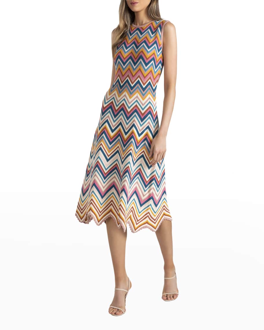 knee length dresses for ladies Seersucker Stripe Midi Dress  English Factory