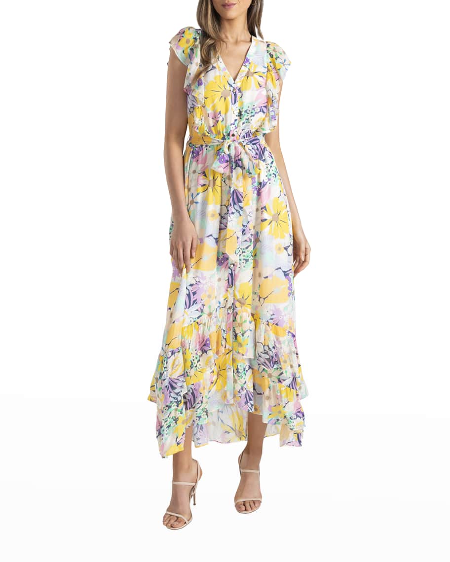 Shoshanna Diana Ruffled Floral-Print Dress | Neiman Marcus
