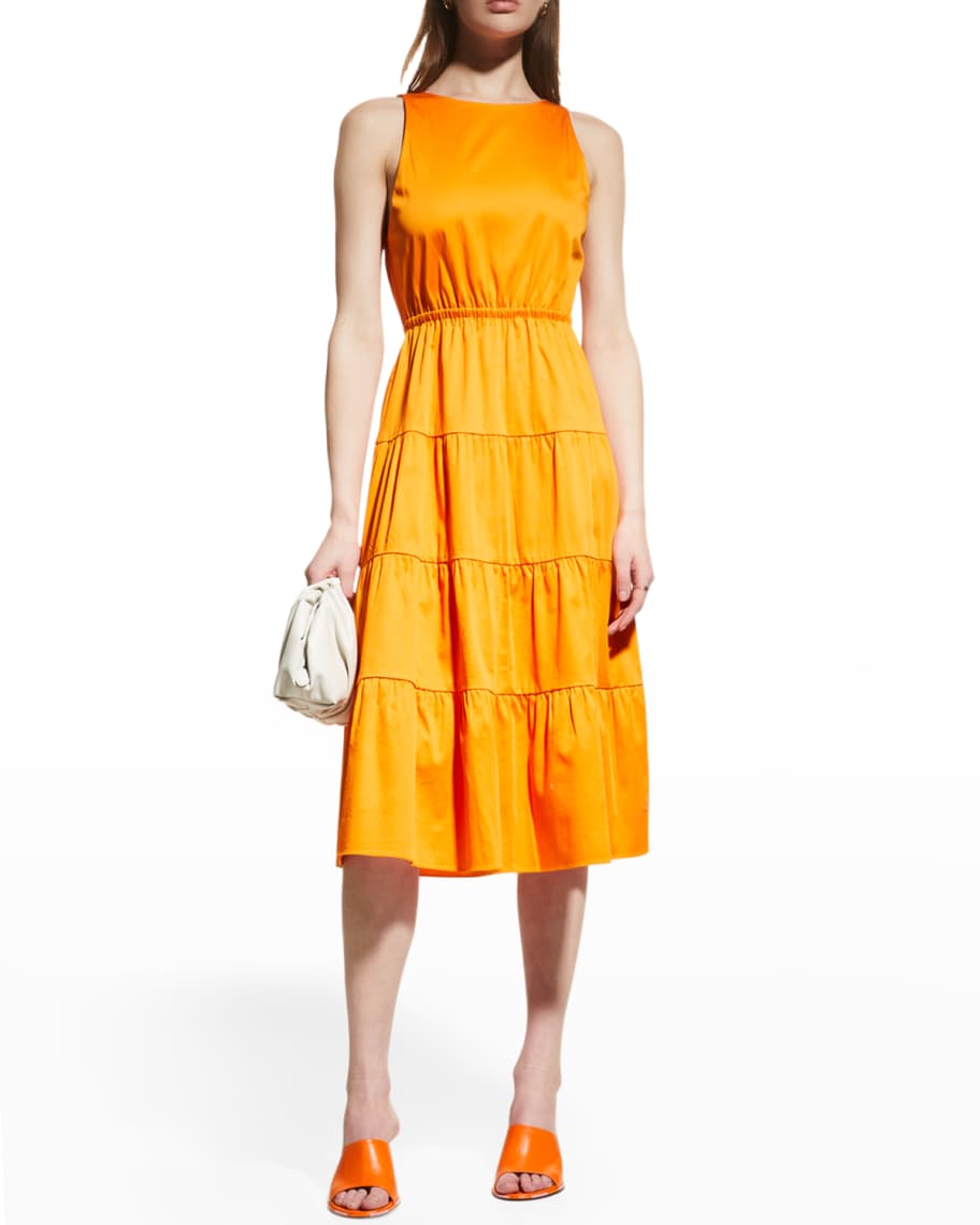 Alice + Olivia Hartley Ruffle Tiered Midi Dress | Neiman Marcus