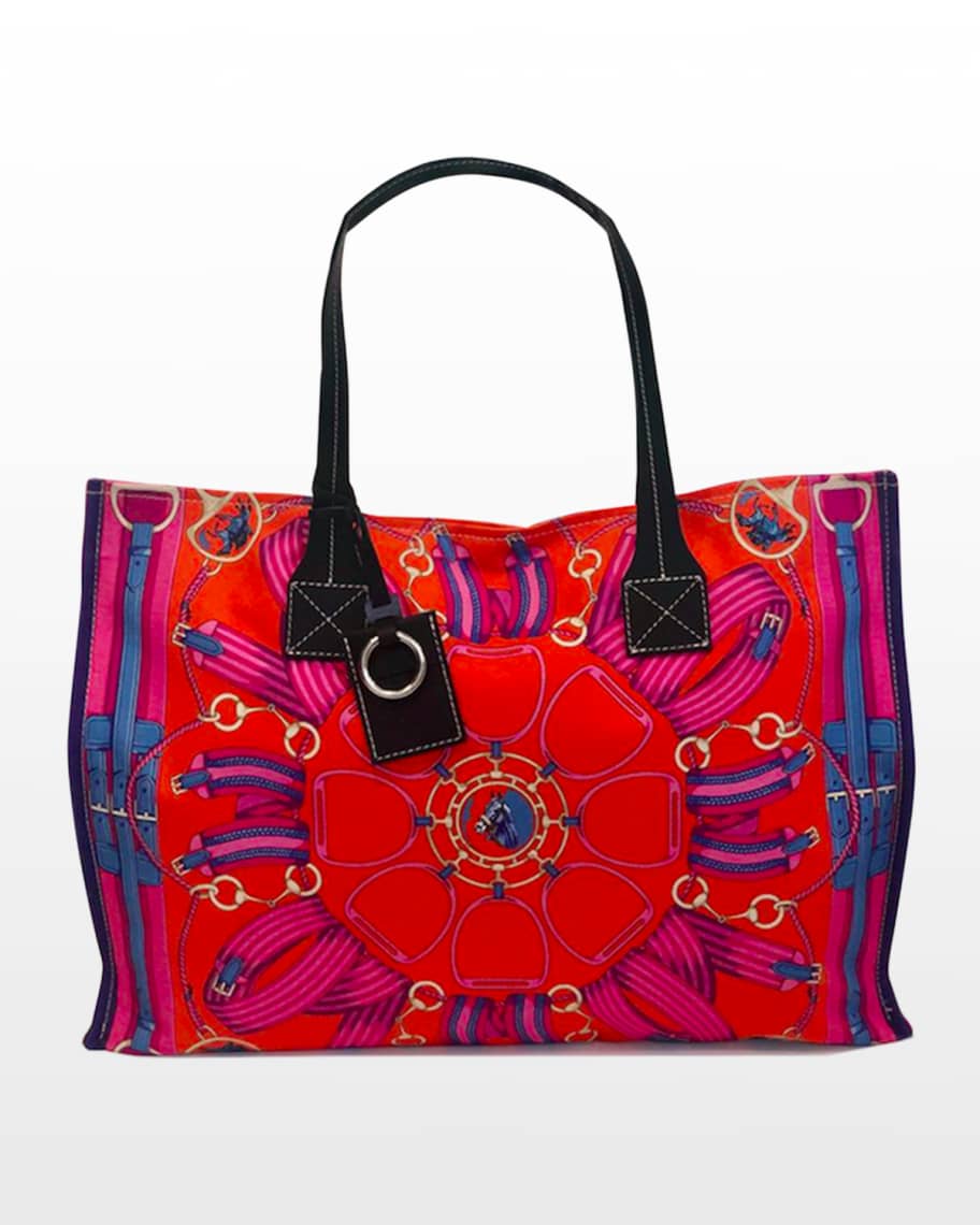Multicolor Shoulder Tote Bag with Colorblock Woven Design for Vacation