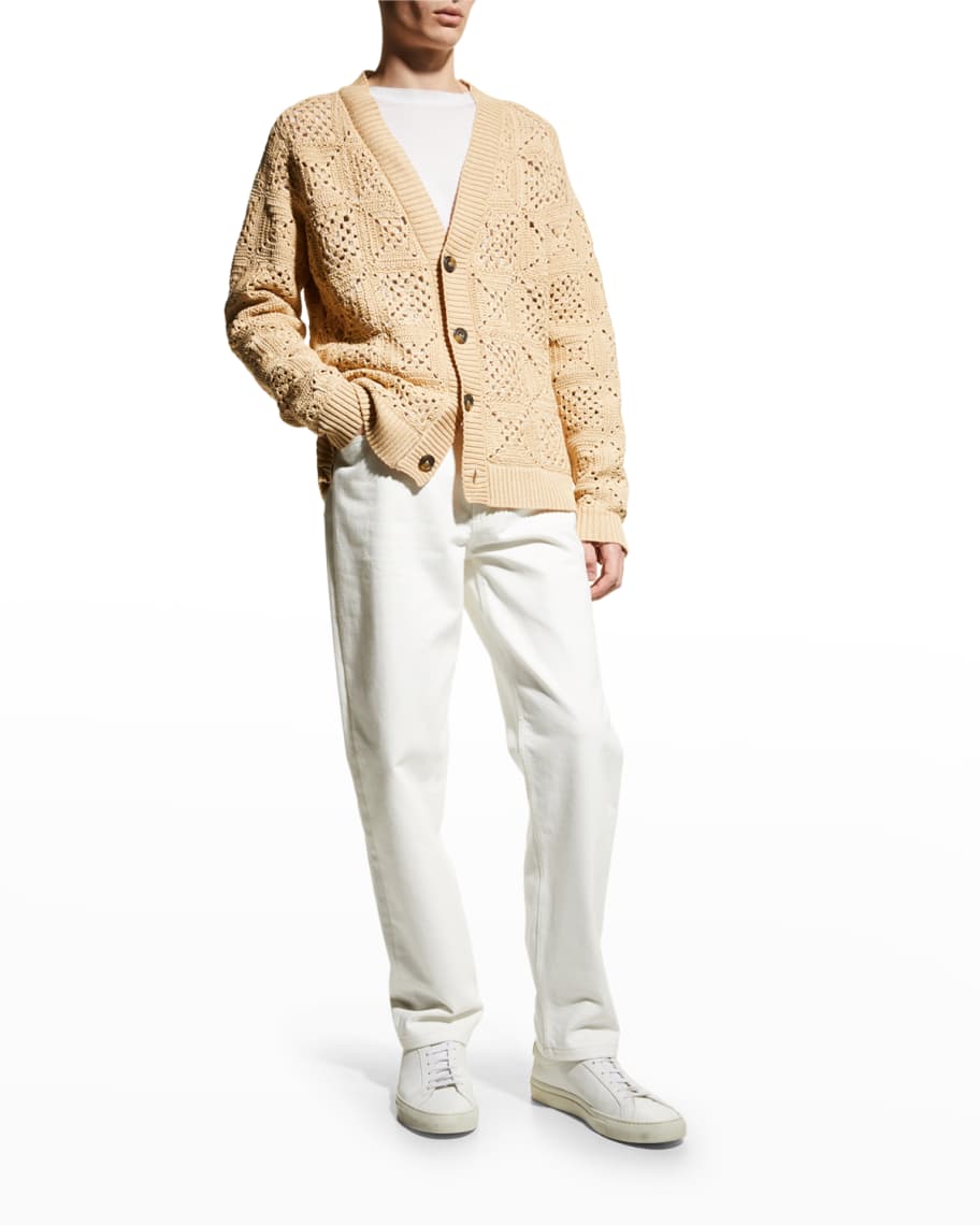 Vince Men's Crochet Cardigan Sweater Neiman Marcus