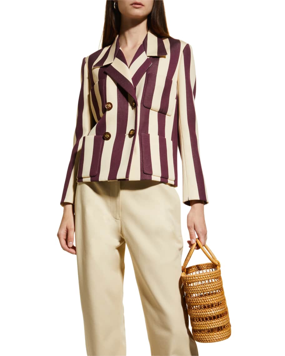 Tory Burch Striped Double Breasted Blazer Neiman Marcus