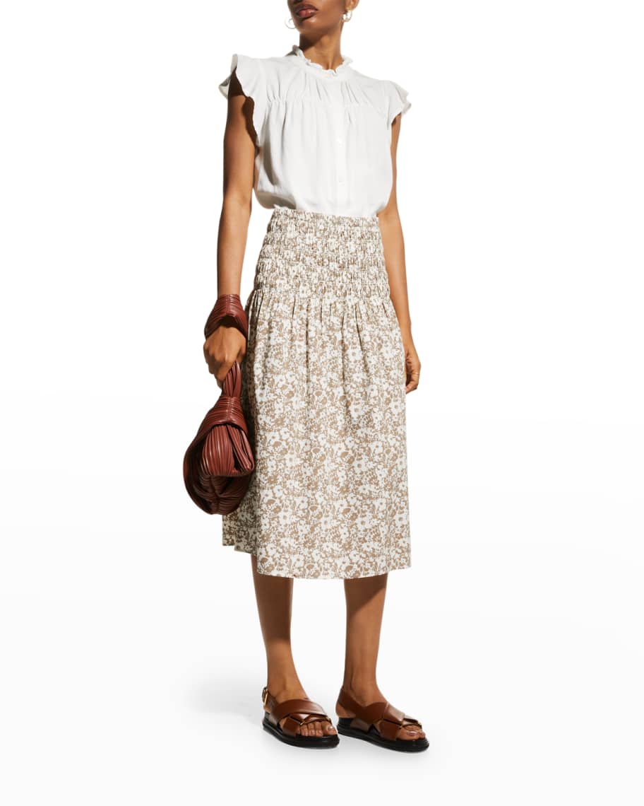 Selena Printed Viscose amp; Silk Mini Skirt