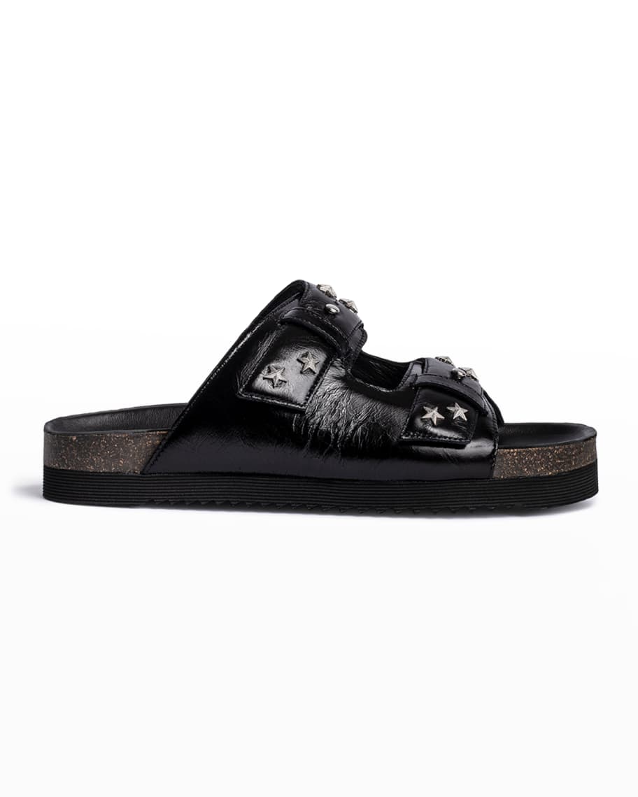 Zadig & Voltaire Alpha Star Dual-Buckle Slide Sandals | Neiman Marcus
