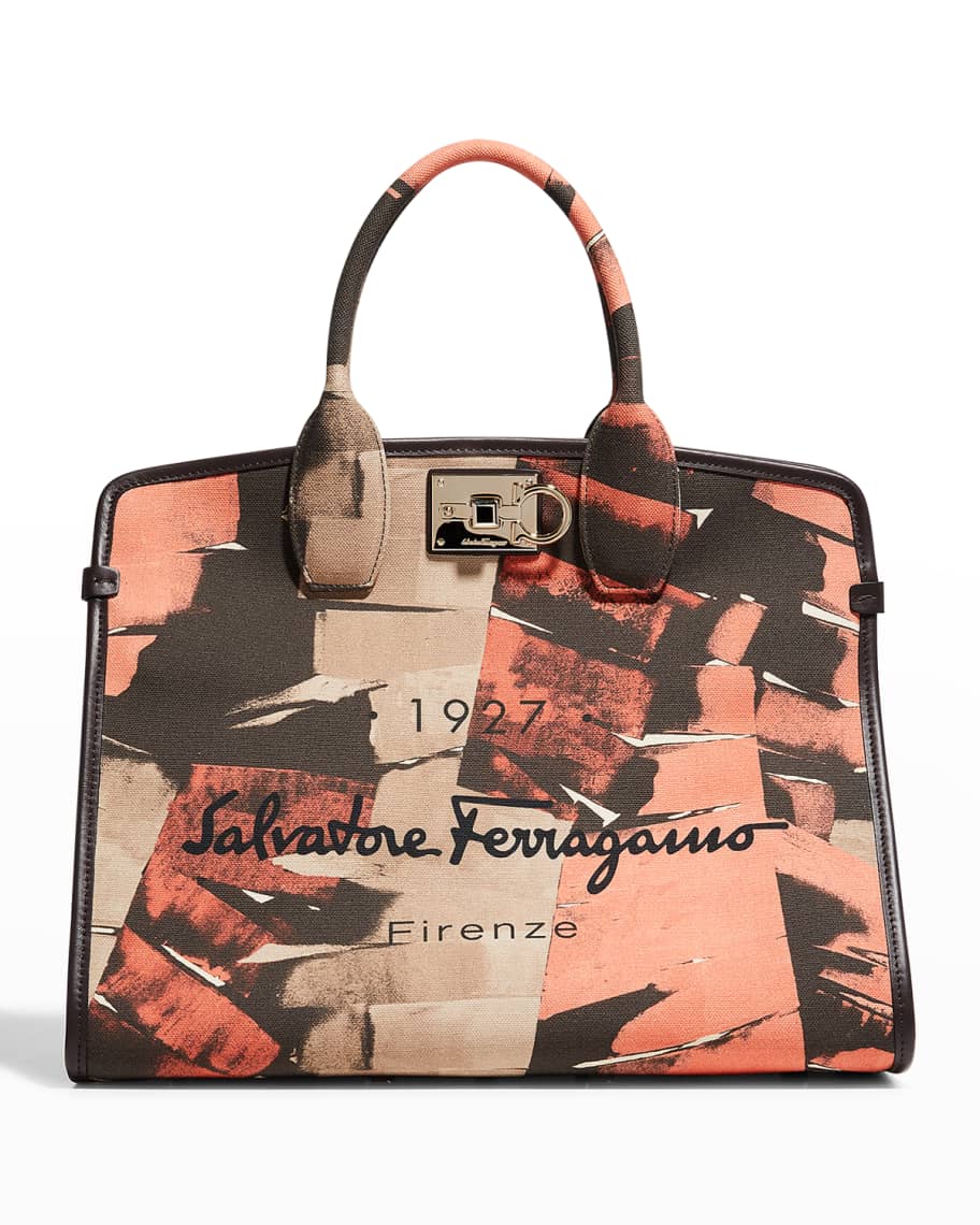 Ferragamo The Small Studio Soft Leather Top Handle Bag in Natural