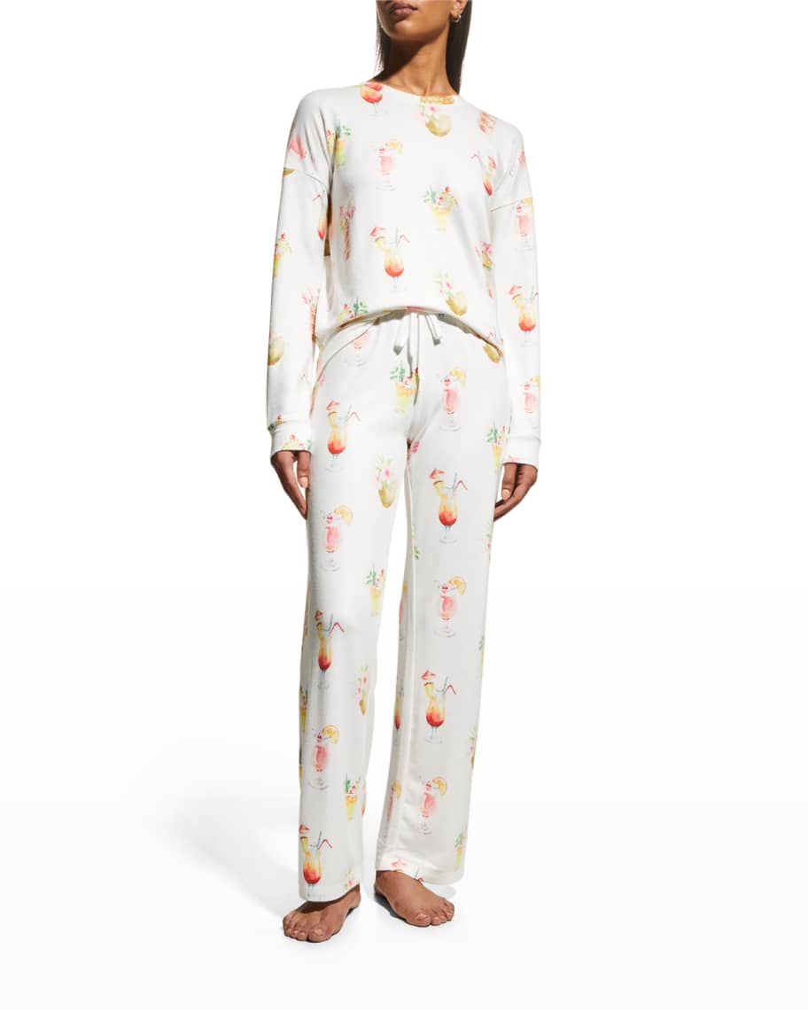 PJ Salvage Lets Get Tropical Cocktail Print Pants Neiman Marcus