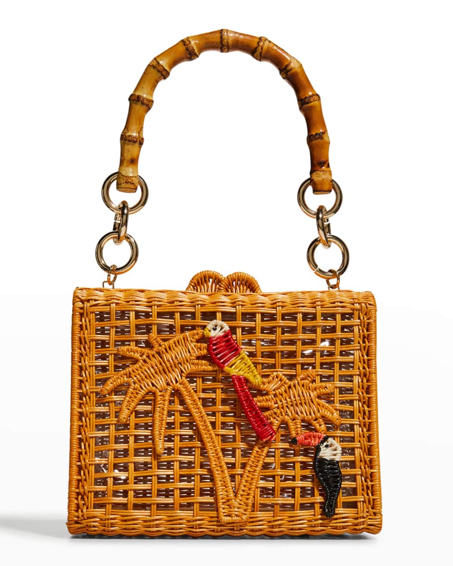 Serpui Paola Bird Palm Tree Wick Top-Handle Bag | Neiman Marcus