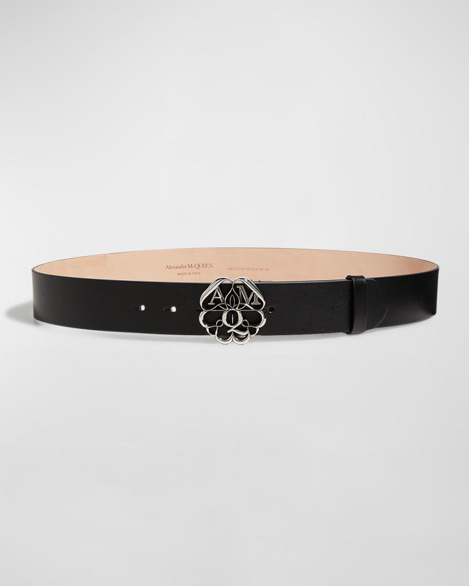 Alexander MCQUEEN Seal Buckle 40mm Wide Leather Belt Mcq by Alexander Mcqueen Western Style Tan Leather Belt W  main image 4
