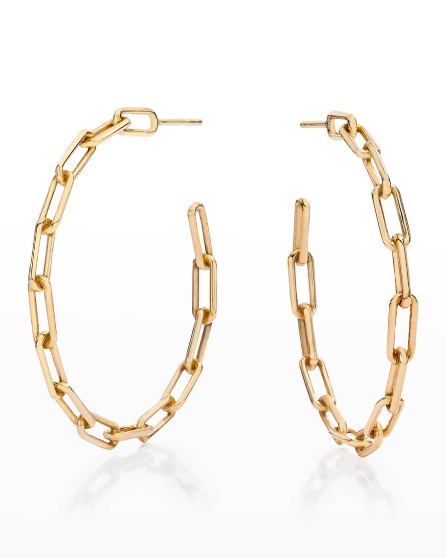 Walters Faith Saxon Rose Gold Plain Chain Link Hoop Earrings, 1.75"L