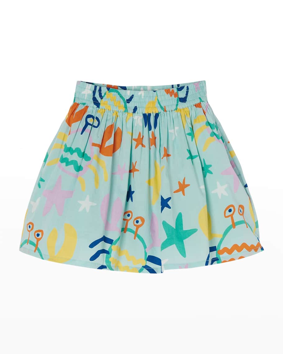 Stella McCartney Girl's Crabs & Stars-Print Voile Skirt, Size 4-8