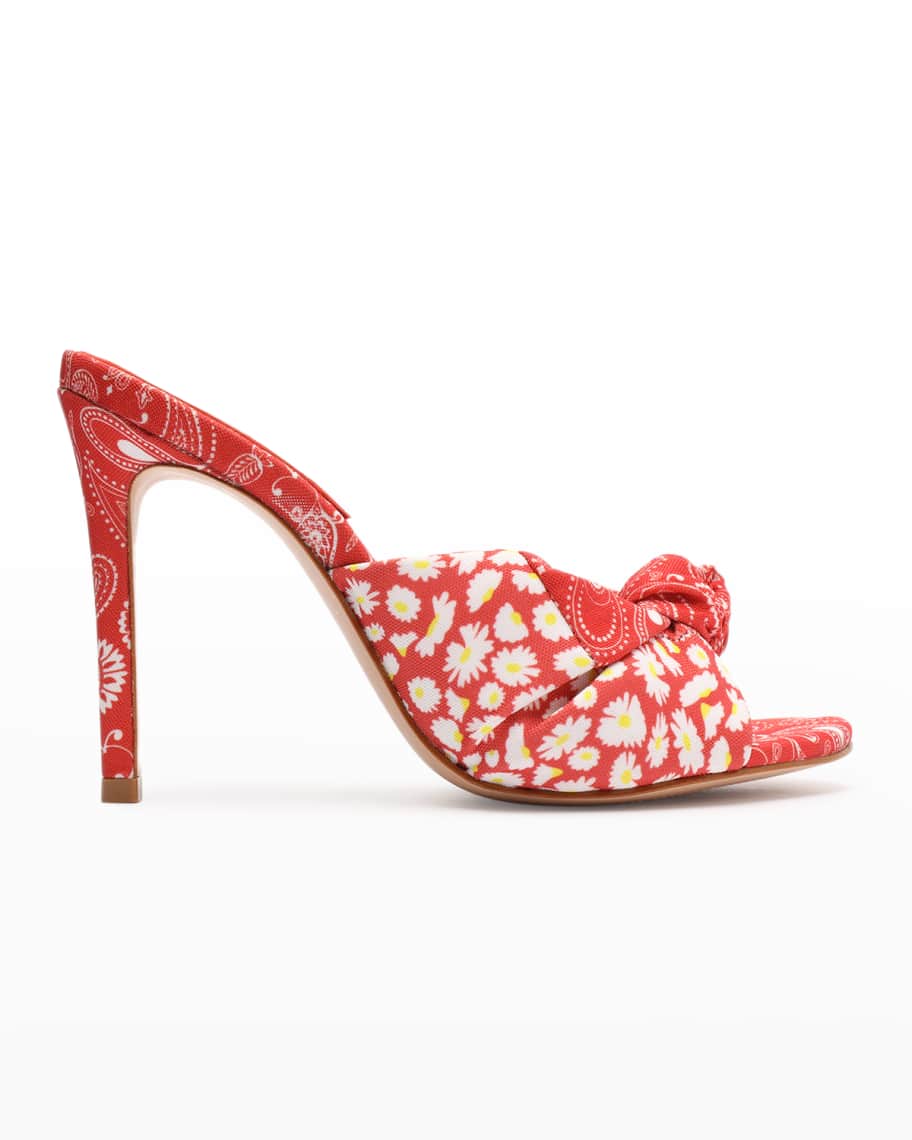 Schutz Lenie Bandana Knotted Slide Sandals | Neiman Marcus