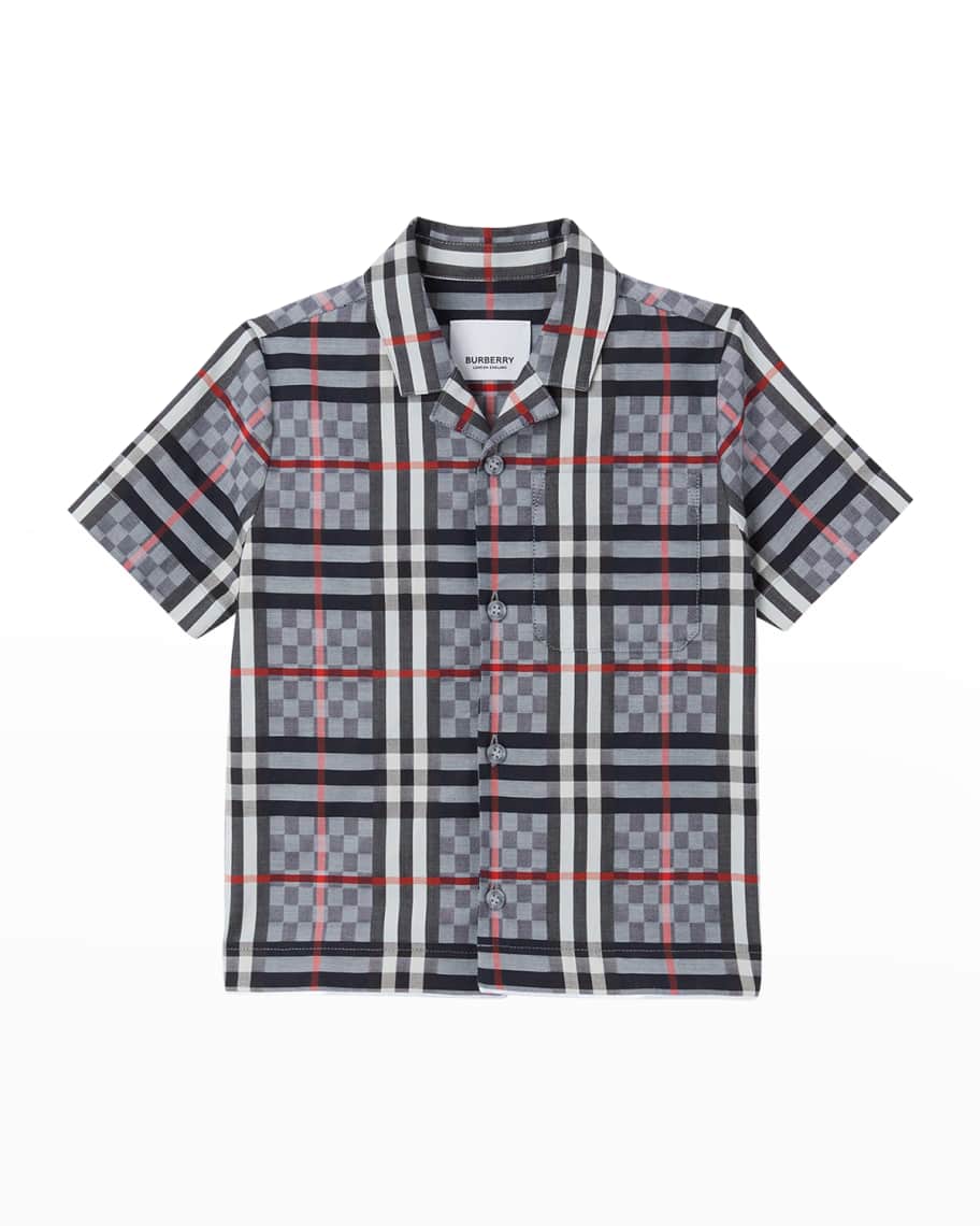Burberry Boy's Herbie Checkerboard Button-Down Shirt, Size 6M-2 ...