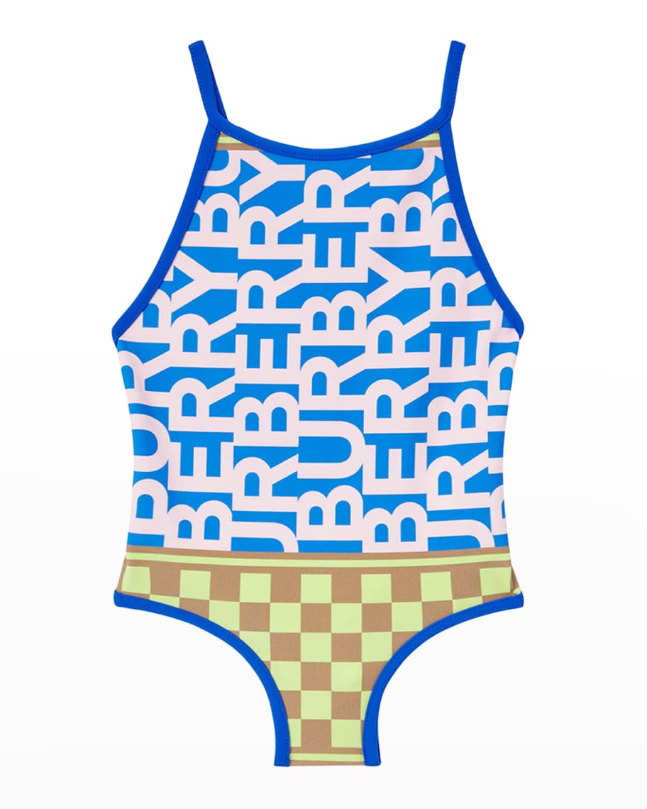 Burberry Girl s Sandie Logo One Piece Swimsuit Size 3 14 Neiman