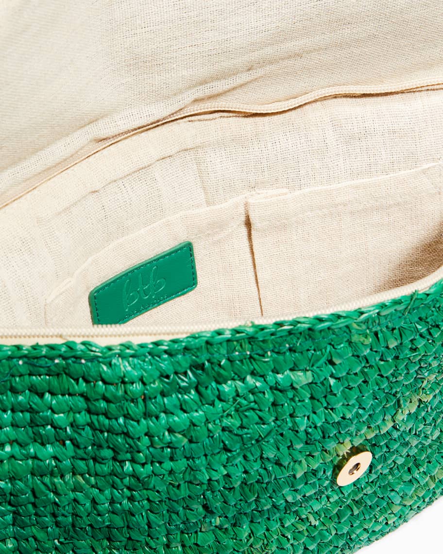 Image 3 of 5: Sera Oversize Fringe Straw Clutch Bag