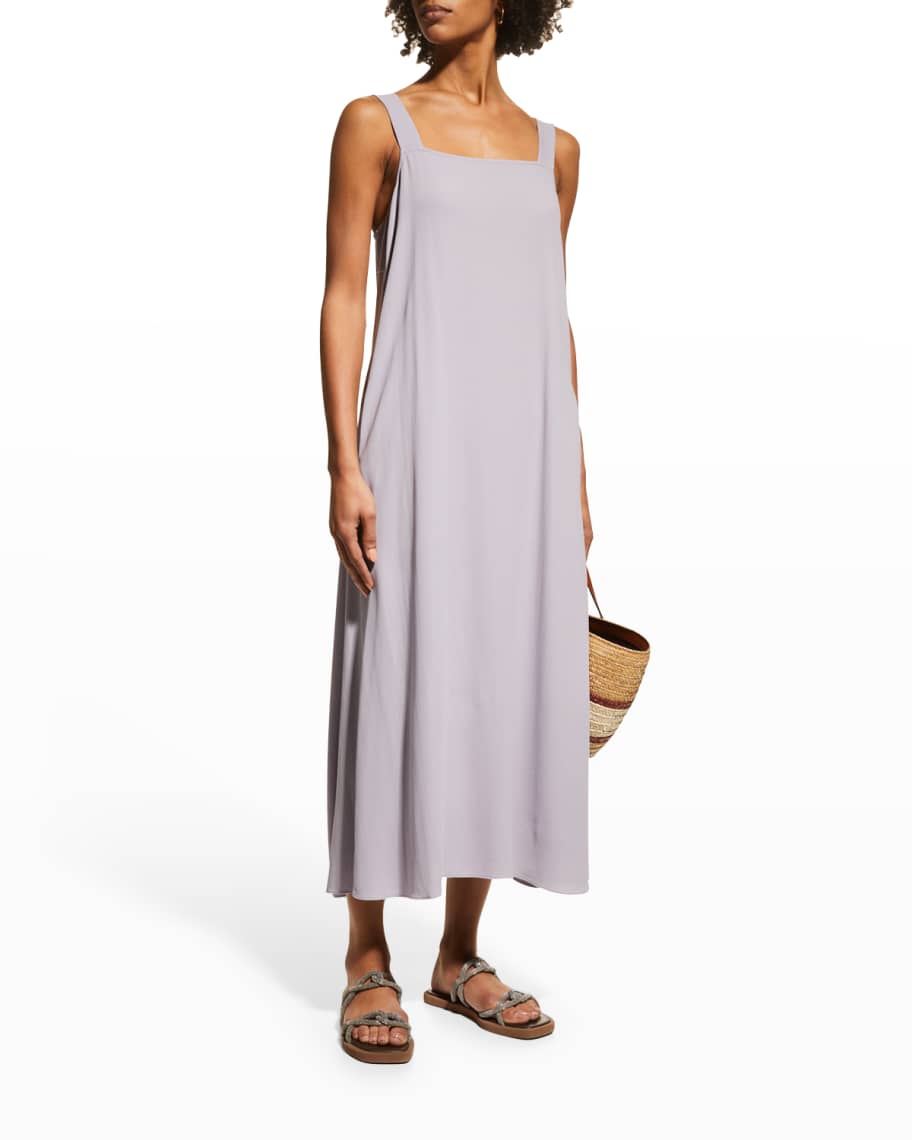 Eileen Fisher Square Neck Silk Dress Neiman Marcus