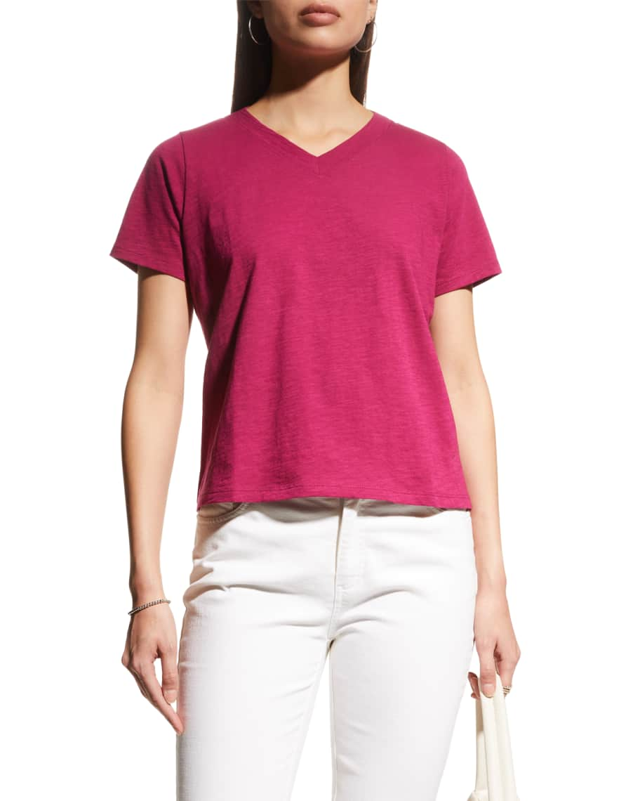 Stretch Jersey Knit V-Neck Top