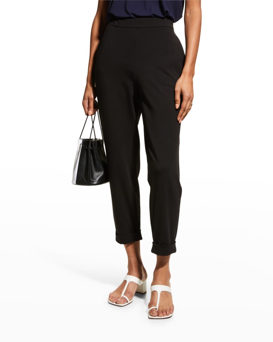 Eileen Fisher Tapered Cropped Jersey Pants | Neiman Marcus