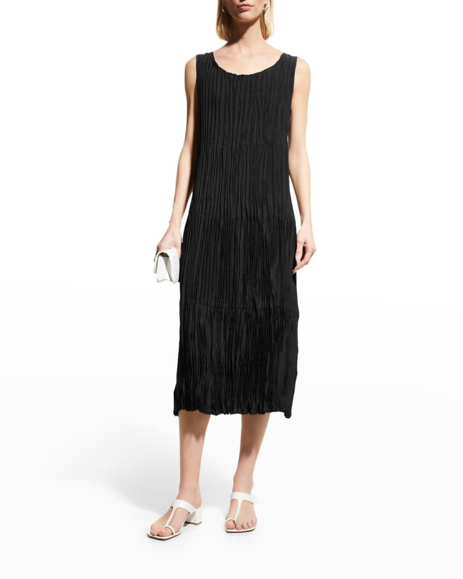 Eileen Fisher Sleeveless Crushed Silk Dress Neiman Marcus
