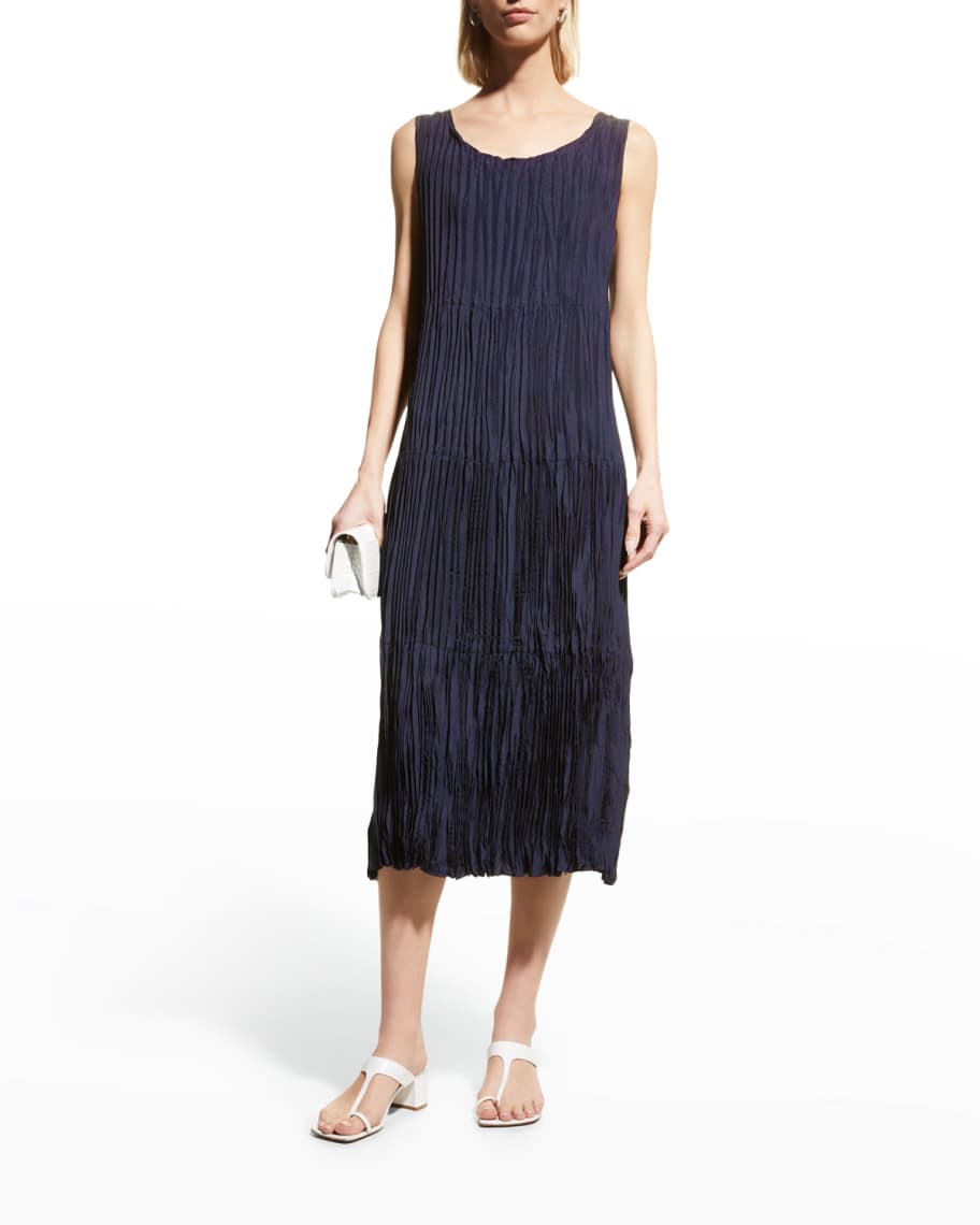 Eileen Fisher Sleeveless Crushed Silk Dress | Neiman Marcus