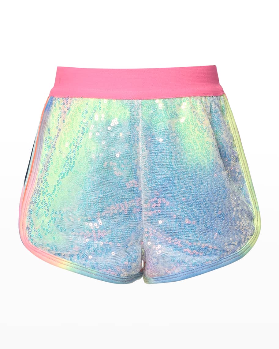 Hannah Banana Girl #39 s Iridescent Sequin Embellished Shorts Size 7 14