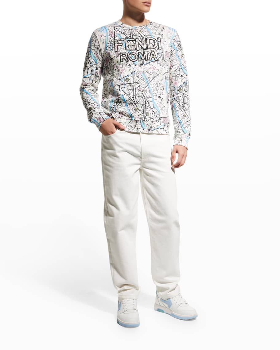 Fendi Men's Roma Map Logo Sweatshirt | Neiman Marcus