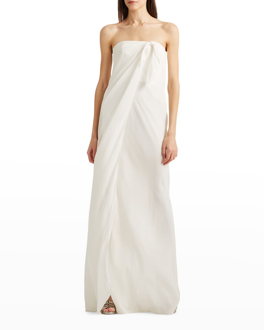 Giorgio Armani Strapless White and Silver Lace Gown