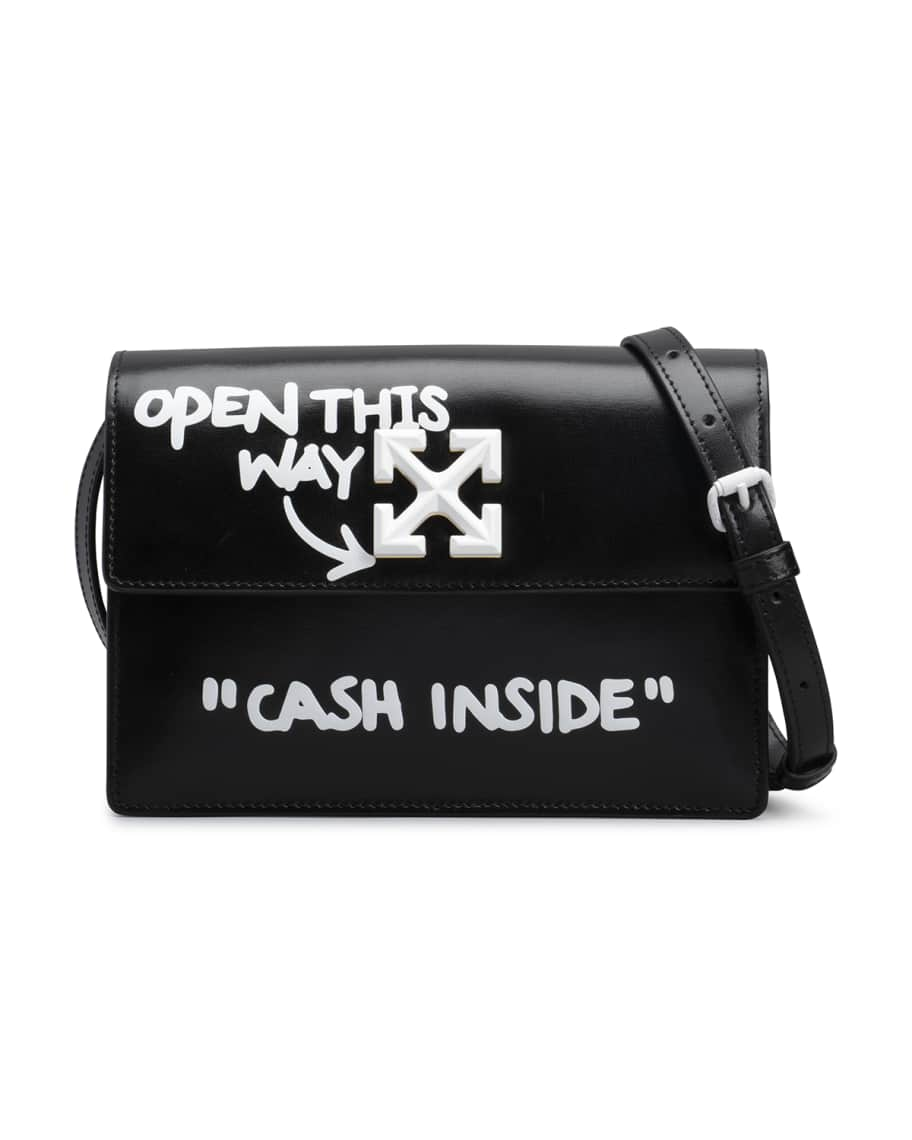 Off White Jitney Cash Inside Top Handle Bag, Black/White